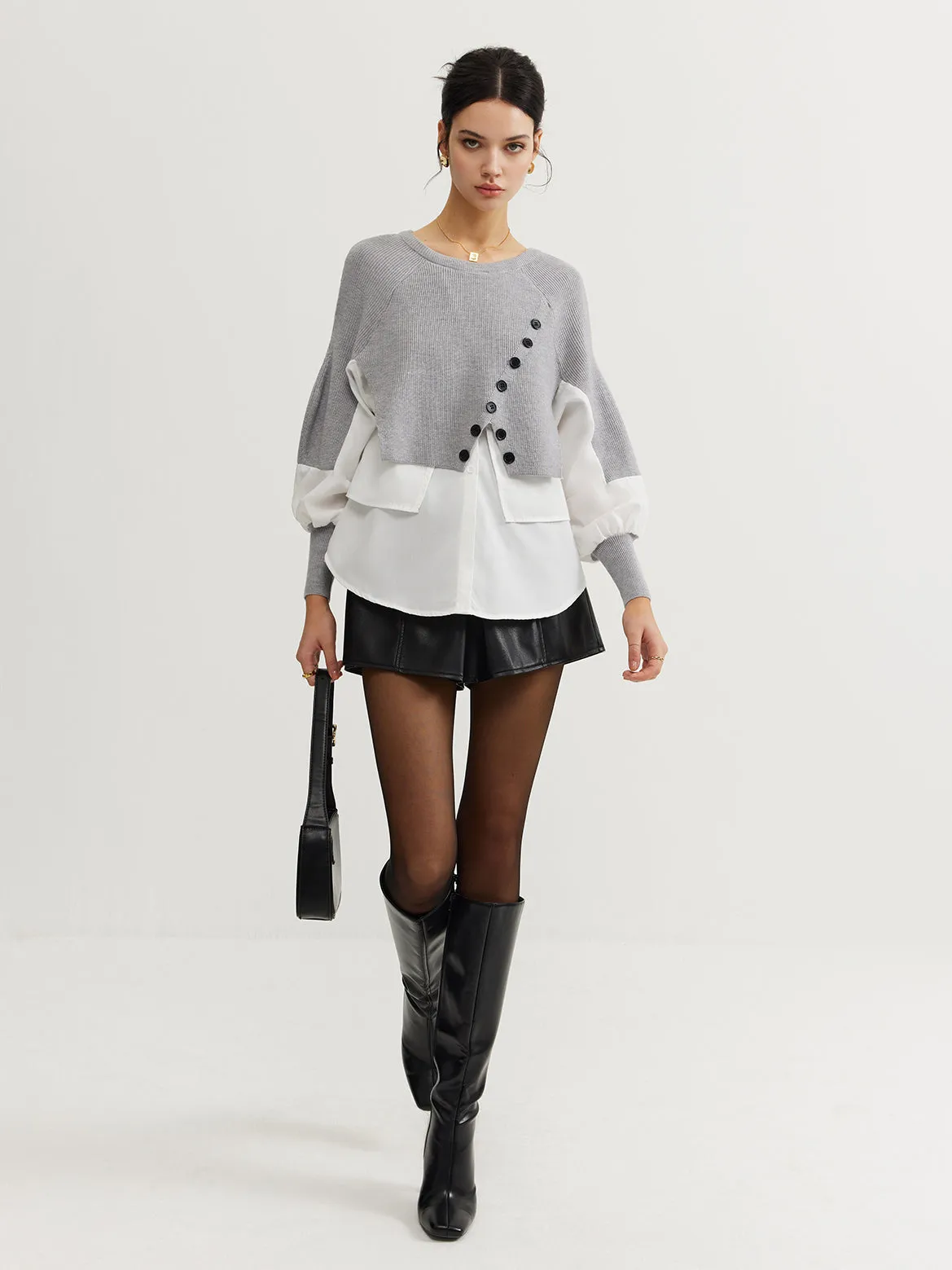 Color Block Panel Knit Top sold by COMMENSE product image thumbnail 2