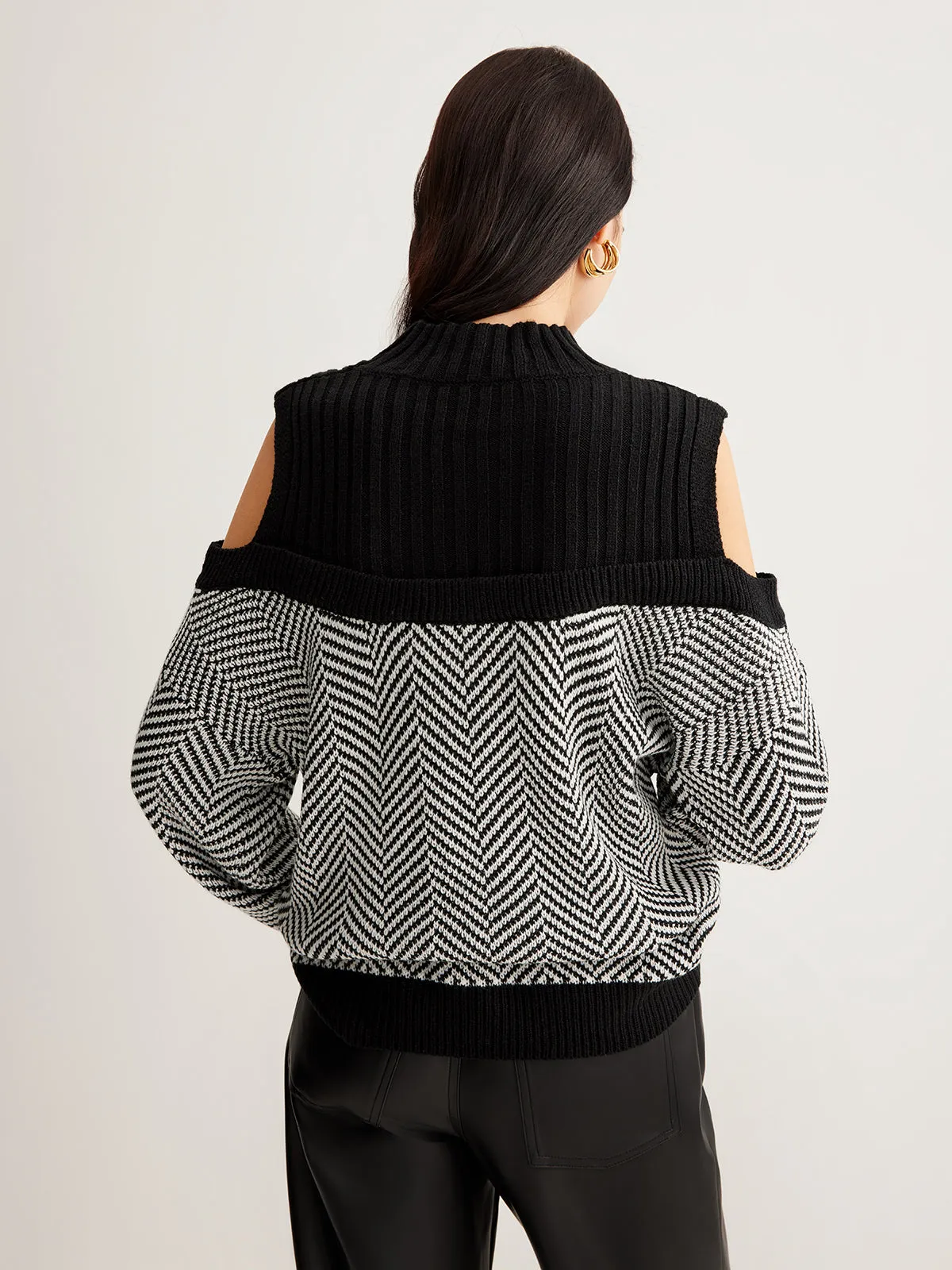 Retro Color Block Panel Sweater sold by COMMENSE product image thumbnail 3