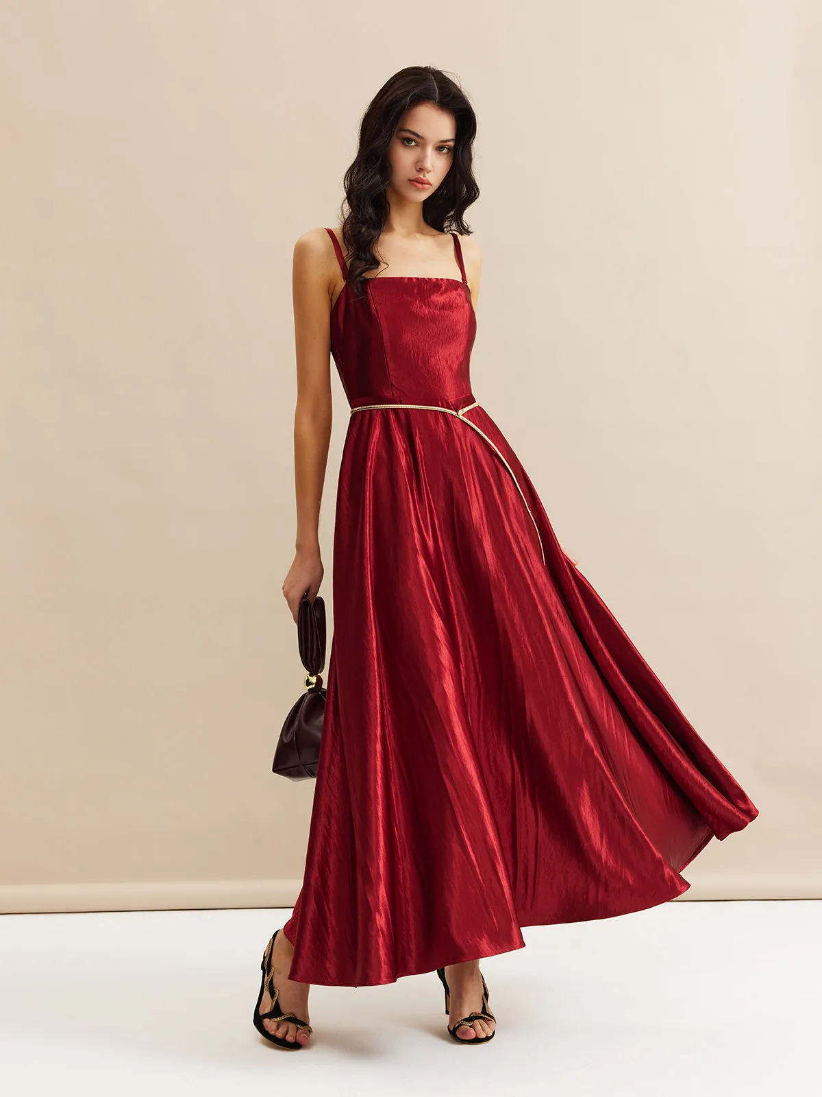 Detachable Strap Satin Dress Without Belt sold by COMMENSE product image thumbnail 2