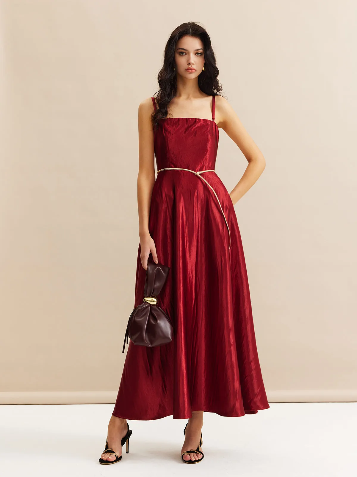 Detachable Strap Satin Dress Without Belt sold by COMMENSE product image thumbnail 4