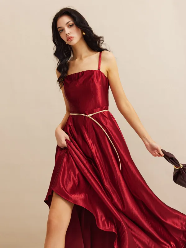 Detachable Strap Satin Dress Without Belt sold by COMMENSE