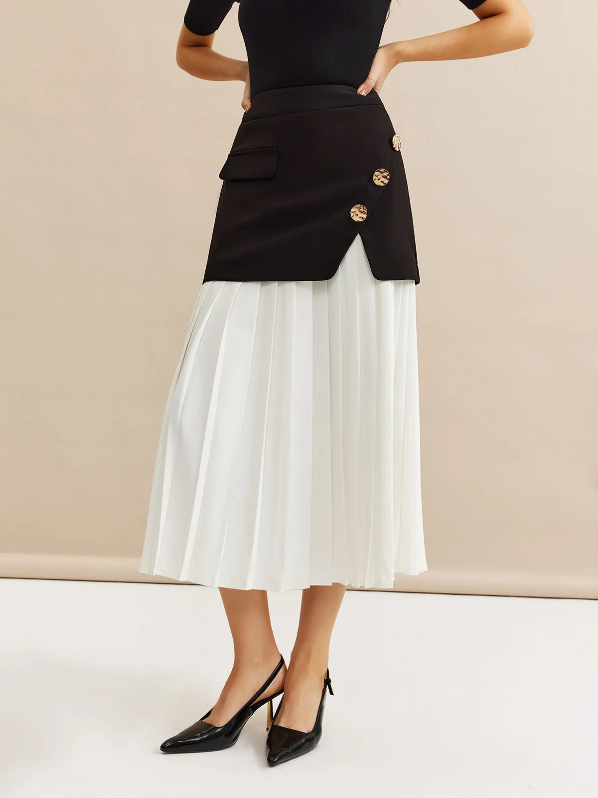 Pleated Panel Midi Skirt sold by COMMENSE product image thumbnail 5