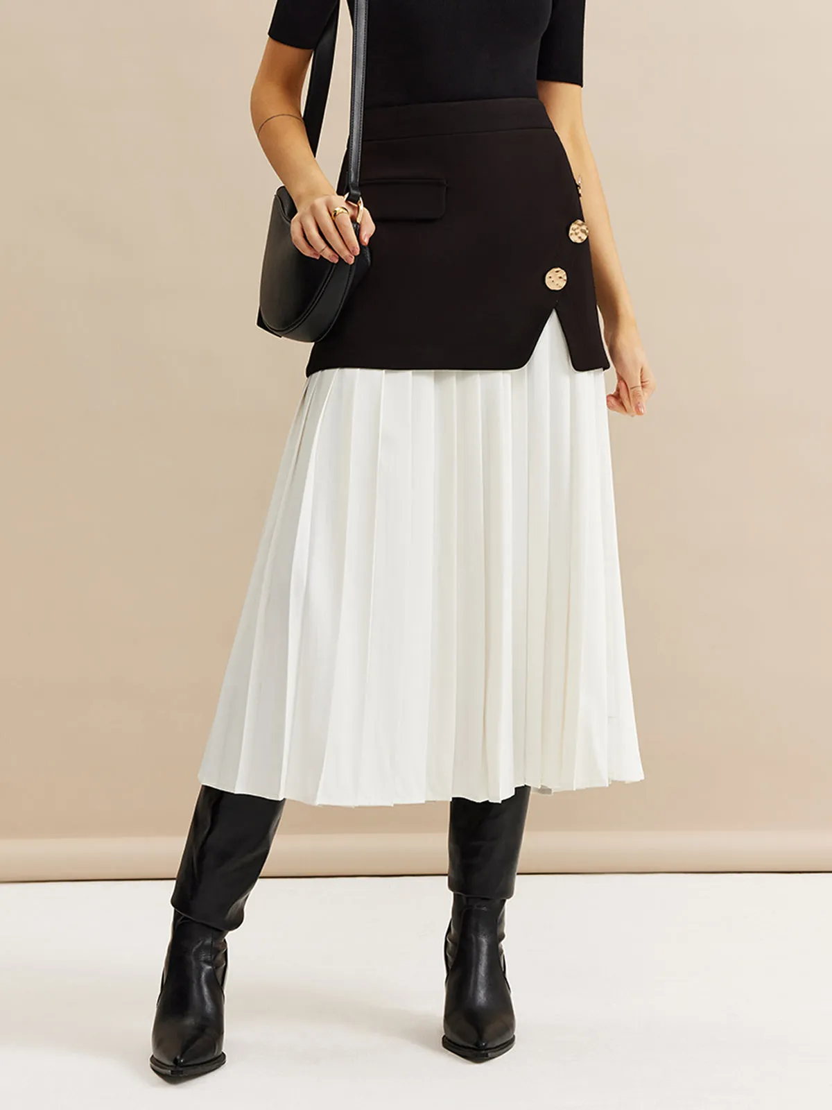 Pleated Panel Midi Skirt sold by COMMENSE product image thumbnail 3