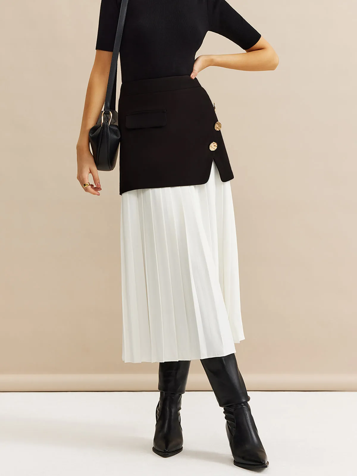 Pleated Panel Midi Skirt sold by COMMENSE product image thumbnail 4