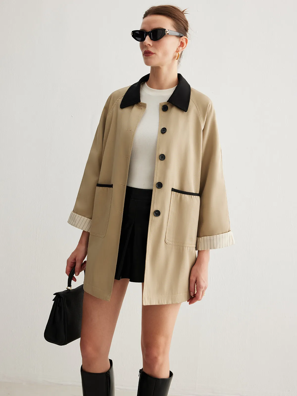 Leisure Color Block Trench Coat sold by COMMENSE product image thumbnail 4