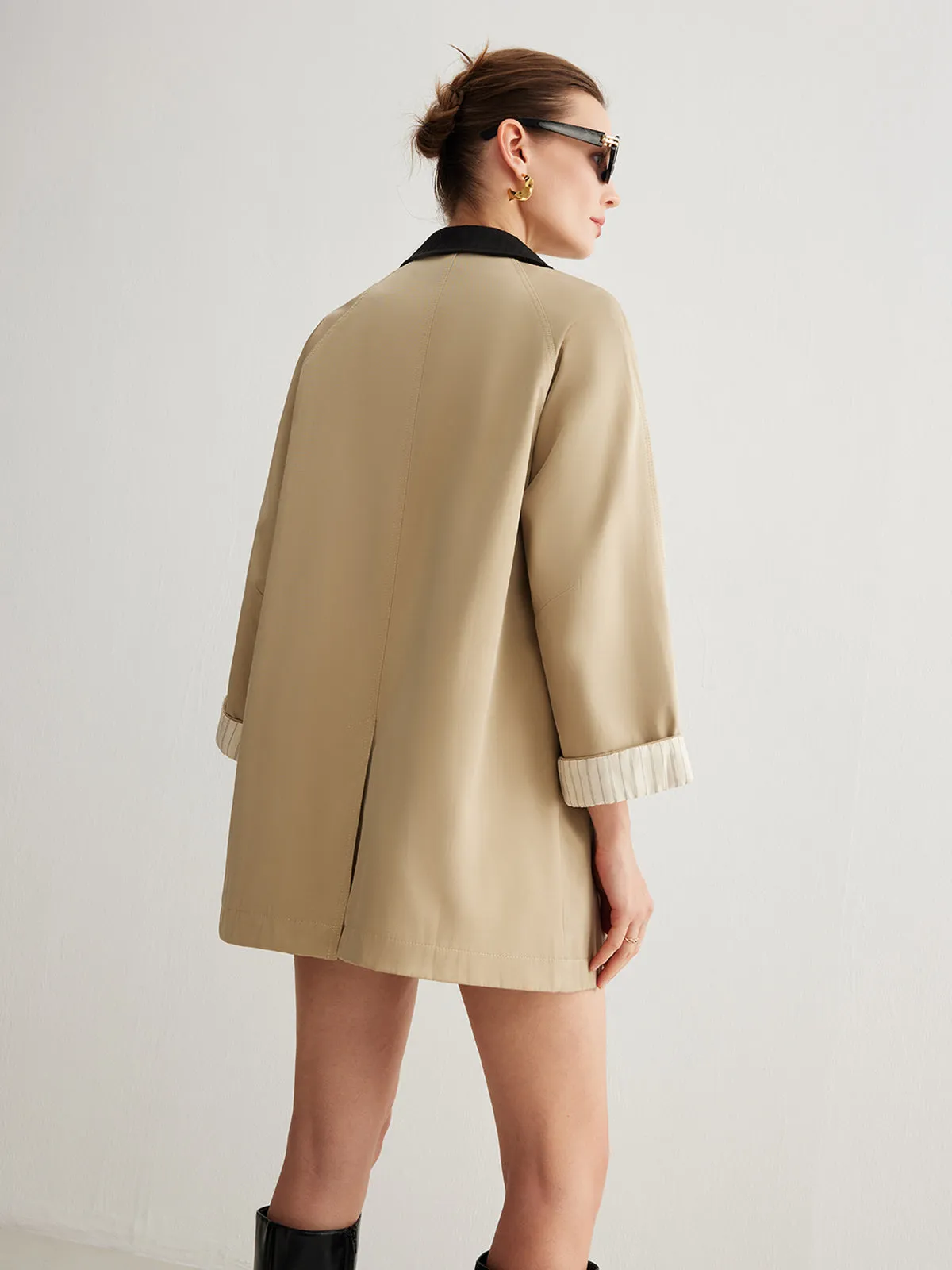 Leisure Color Block Trench Coat sold by COMMENSE product image thumbnail 2
