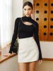 Tweed Zipper A-Line Mini Skirt sold by COMMENSE