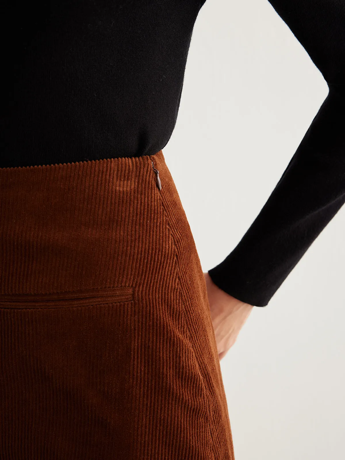 Cotton Corduroy A-Line Skirt sold by COMMENSE product image thumbnail 4