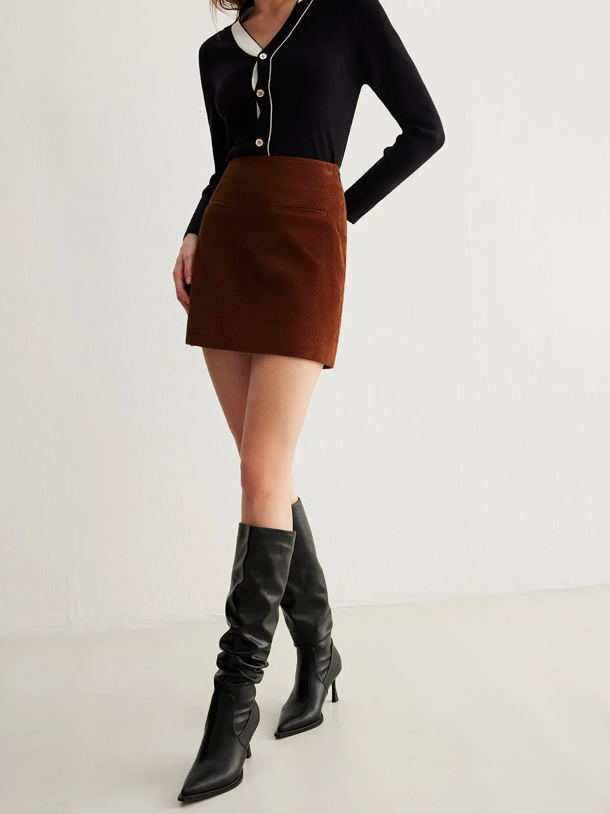 Cotton Corduroy A-Line Skirt sold by COMMENSE product image thumbnail 2