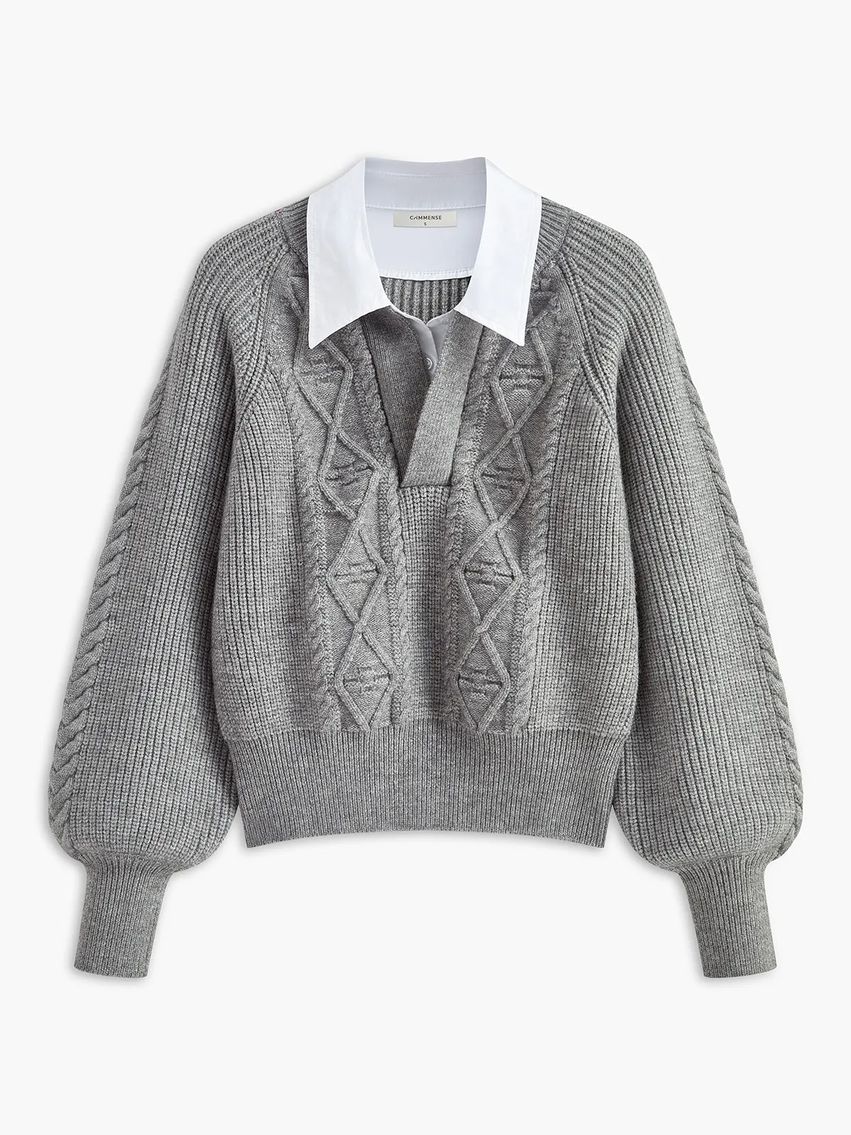 Leisure Contrast Collar Knit Top sold by COMMENSE