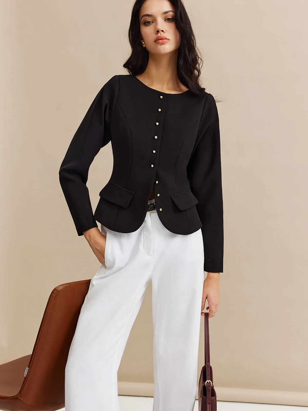 Button Down Piping Short Blouse sold by COMMENSE product image thumbnail 3