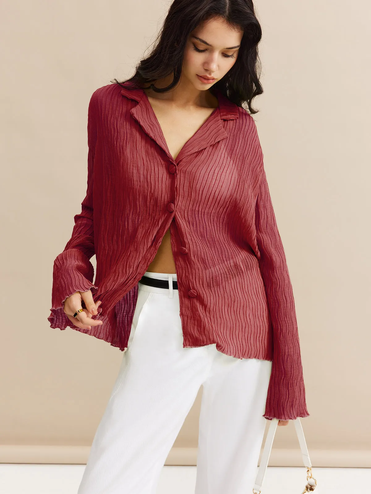 Elegant Chiffon Polo Shirt sold by COMMENSE product image thumbnail 4