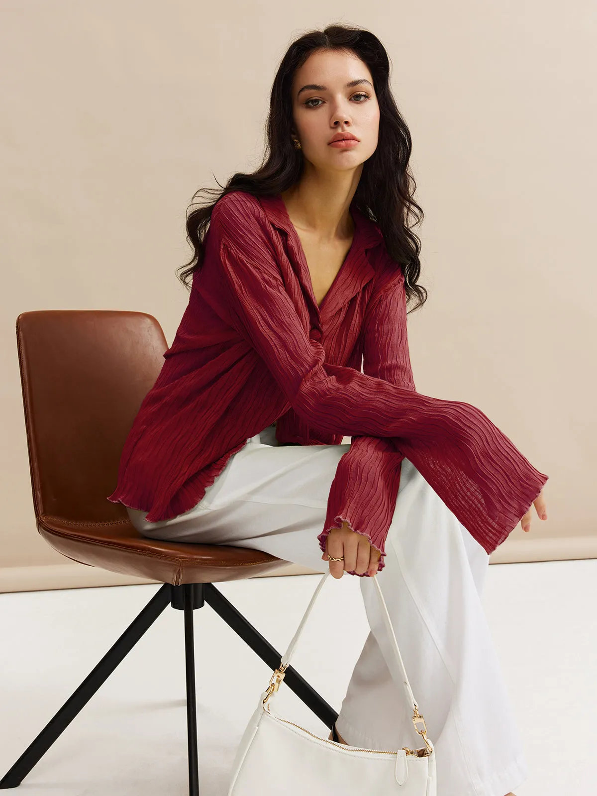 Elegant Chiffon Polo Shirt sold by COMMENSE