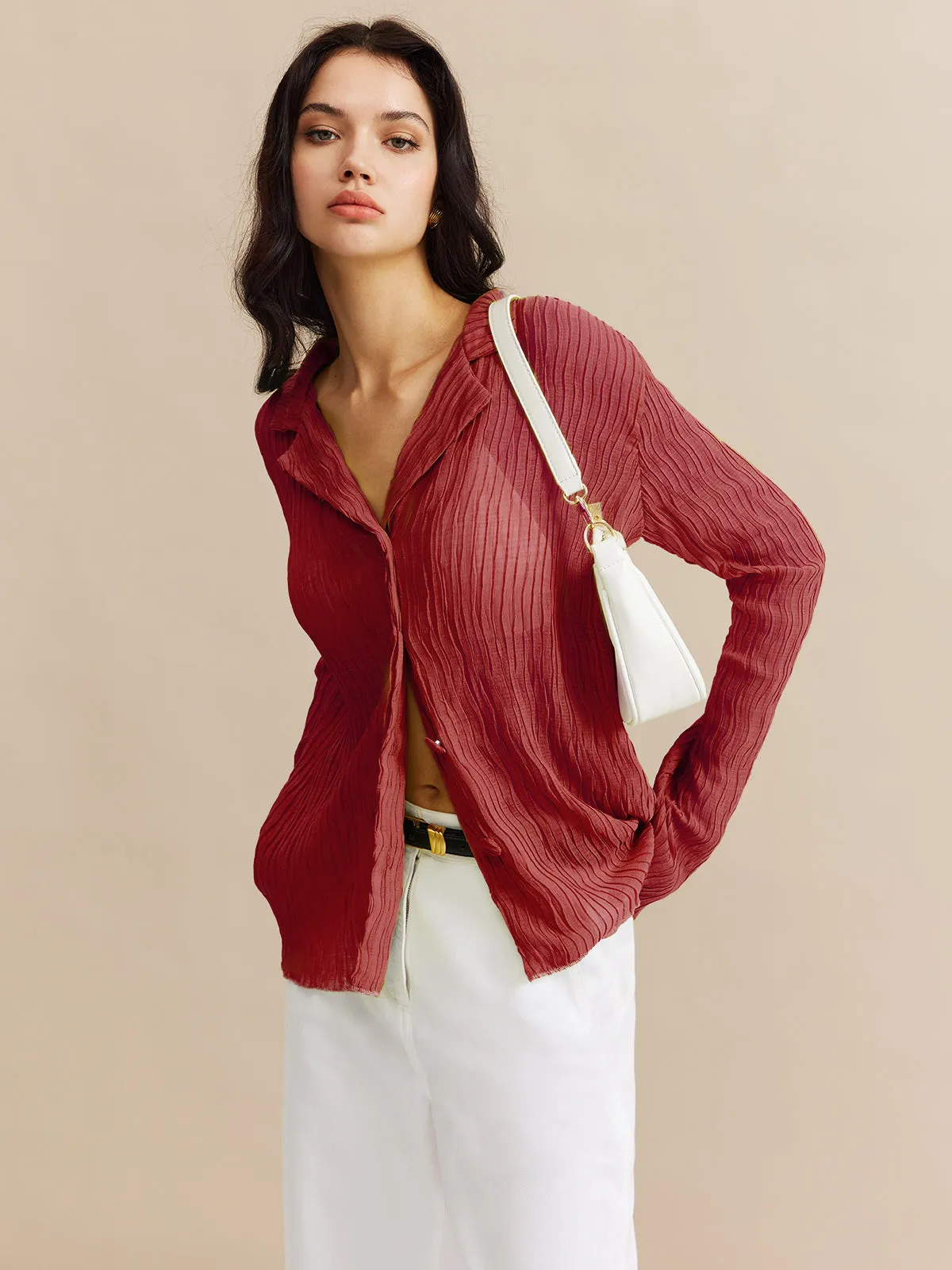 Elegant Chiffon Polo Shirt sold by COMMENSE product image thumbnail 5