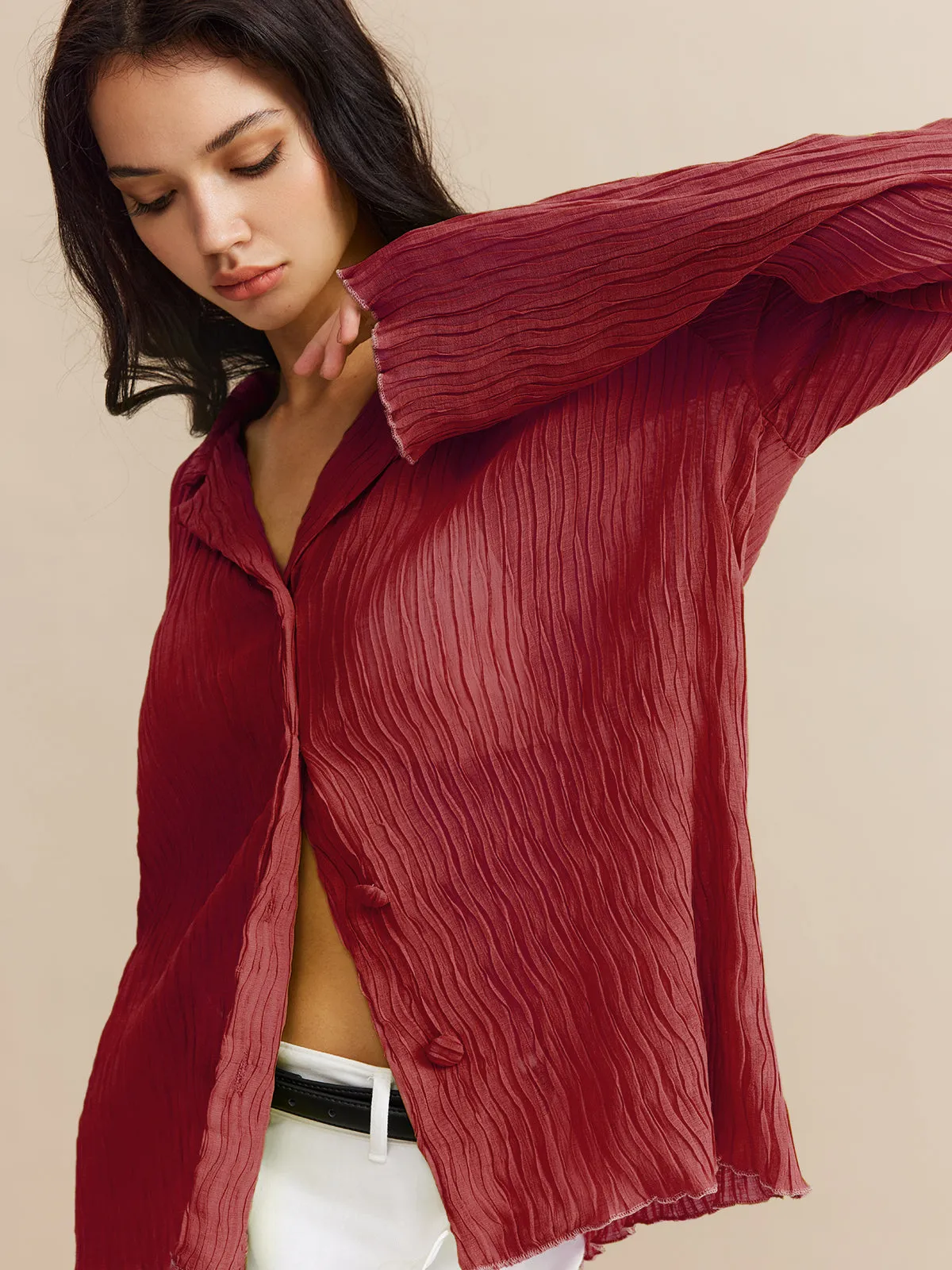 Elegant Chiffon Polo Shirt sold by COMMENSE product image thumbnail 2