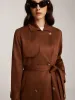 Suede Belted Button Long Trench Coat sold by COMMENSE