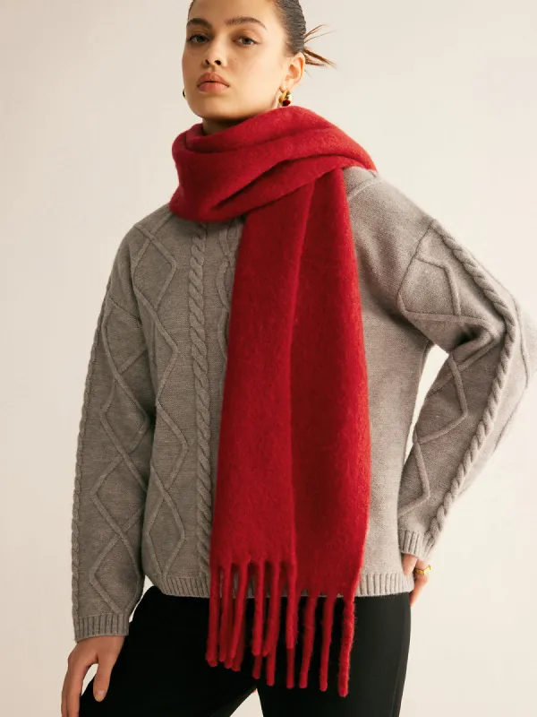 Wool-Blend Minimalist Tassel Scarf sold by COMMENSE