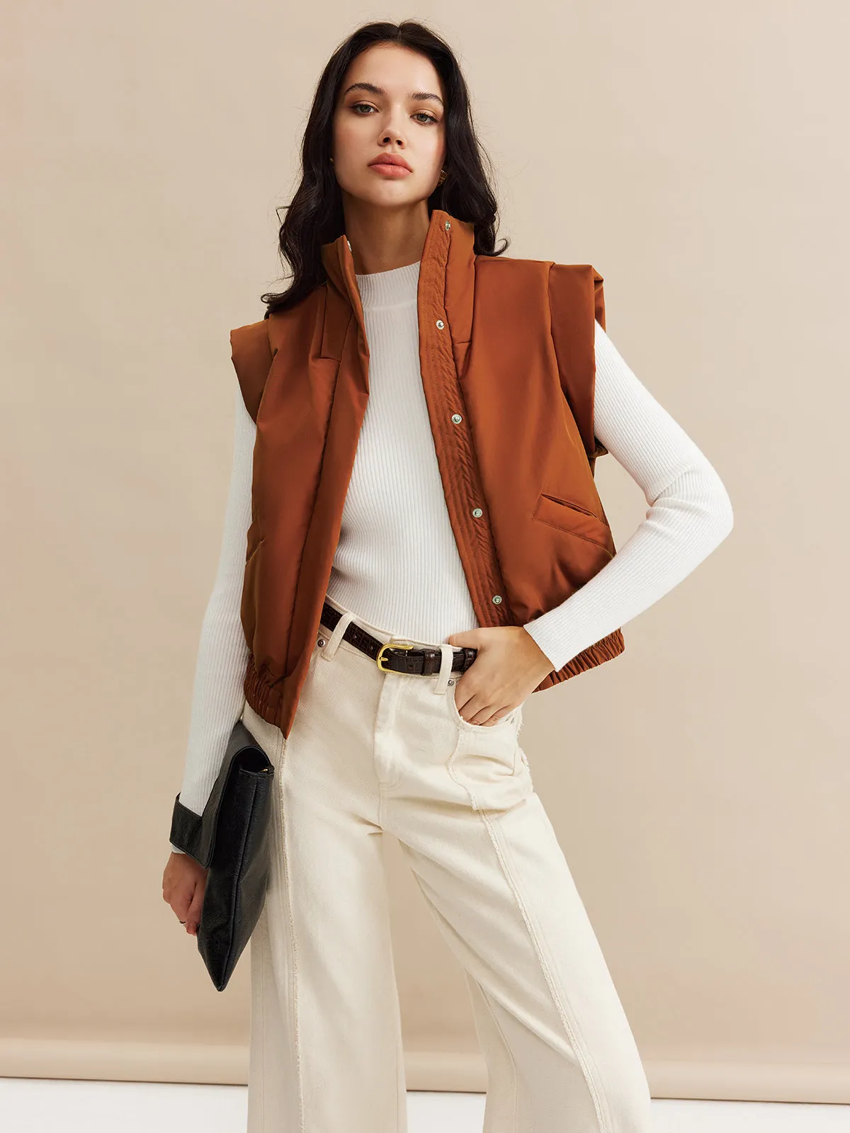 Stand Collar Button Warm Vest sold by COMMENSE product image thumbnail 5