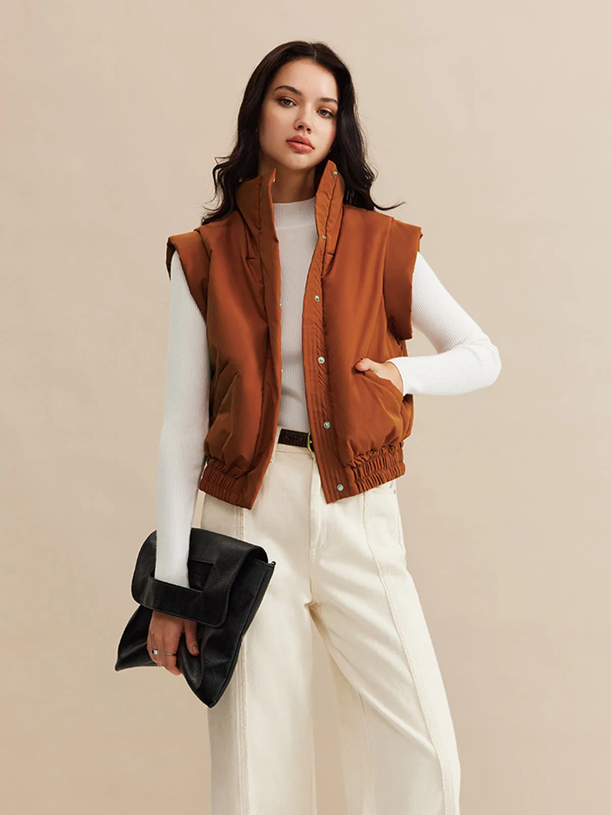 Stand Collar Button Warm Vest sold by COMMENSE product image thumbnail 4