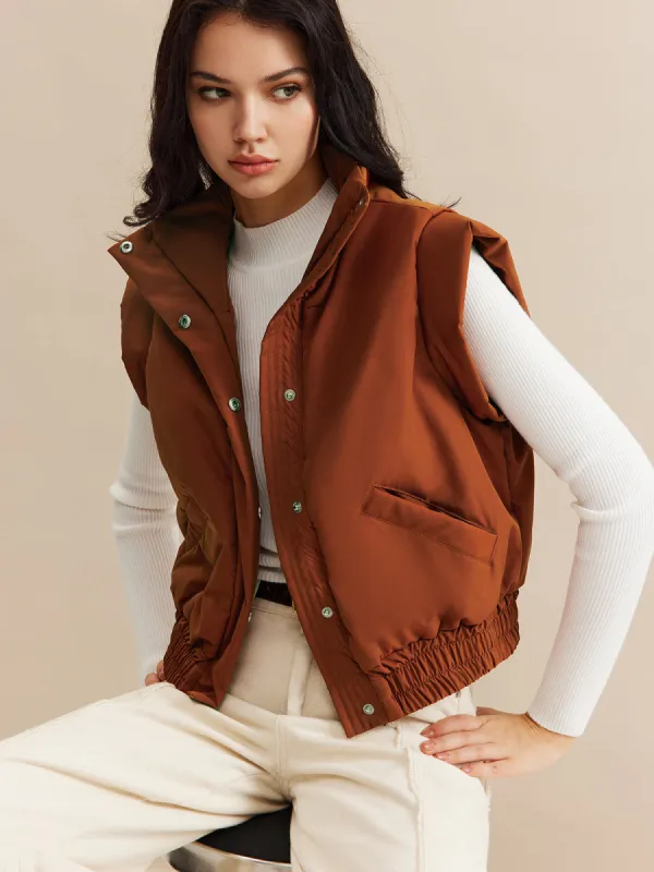 Stand Collar Button Warm Vest sold by COMMENSE