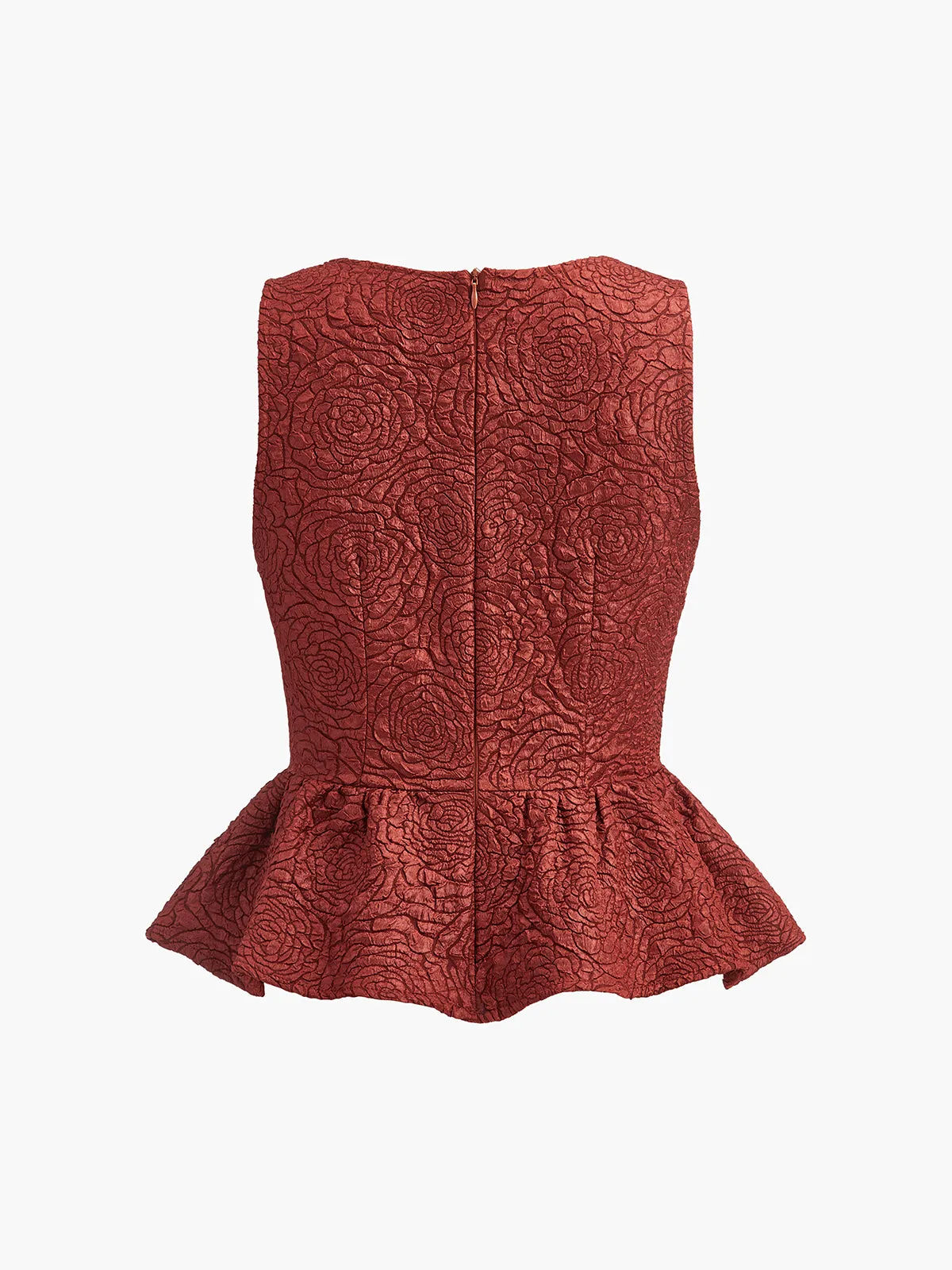 Ruffle Zipper Floral Tank Top sold by COMMENSE product image thumbnail 2