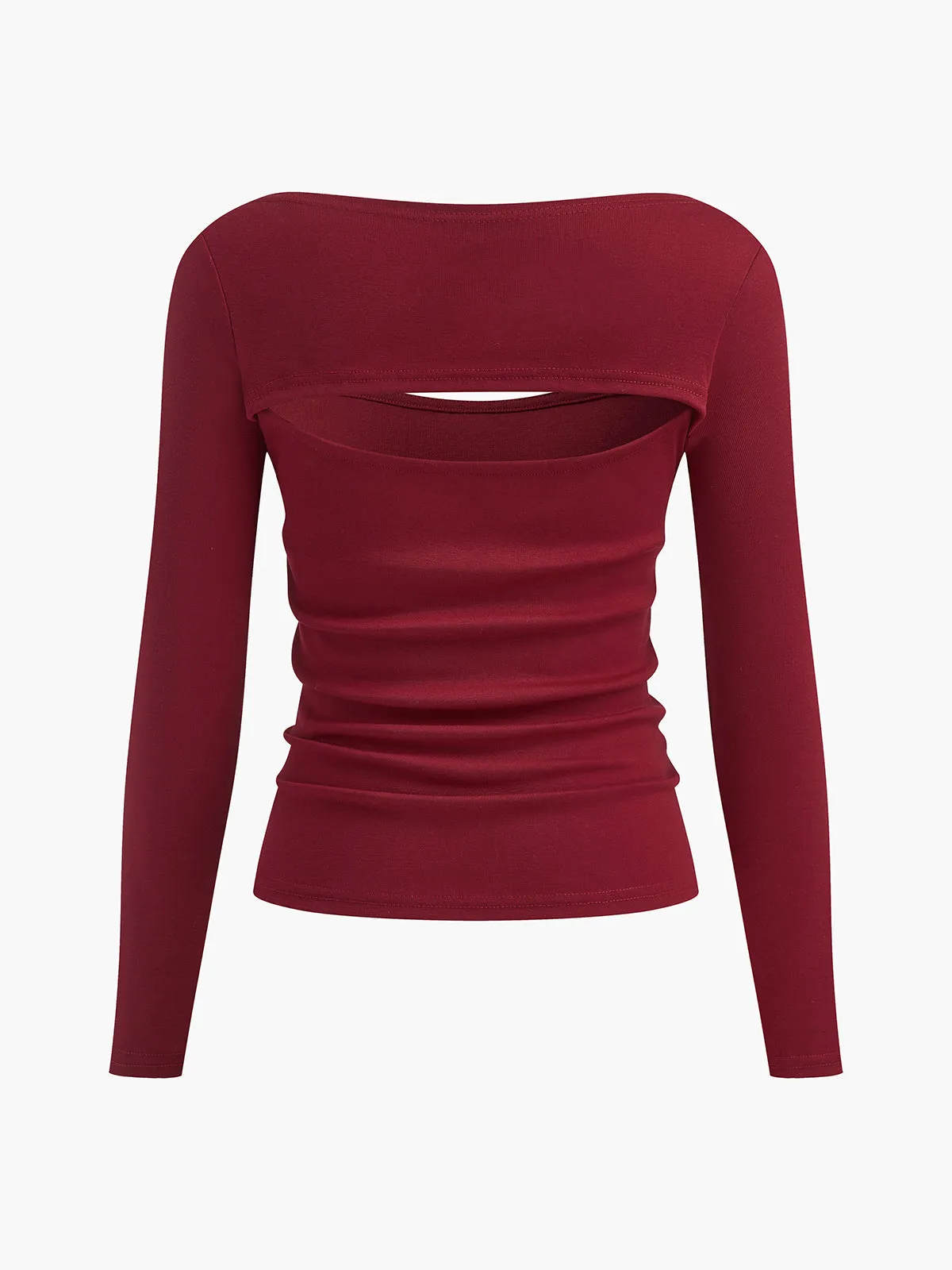 Plain Cutout Long Sleeve T-Shirt sold by COMMENSE product image thumbnail 3