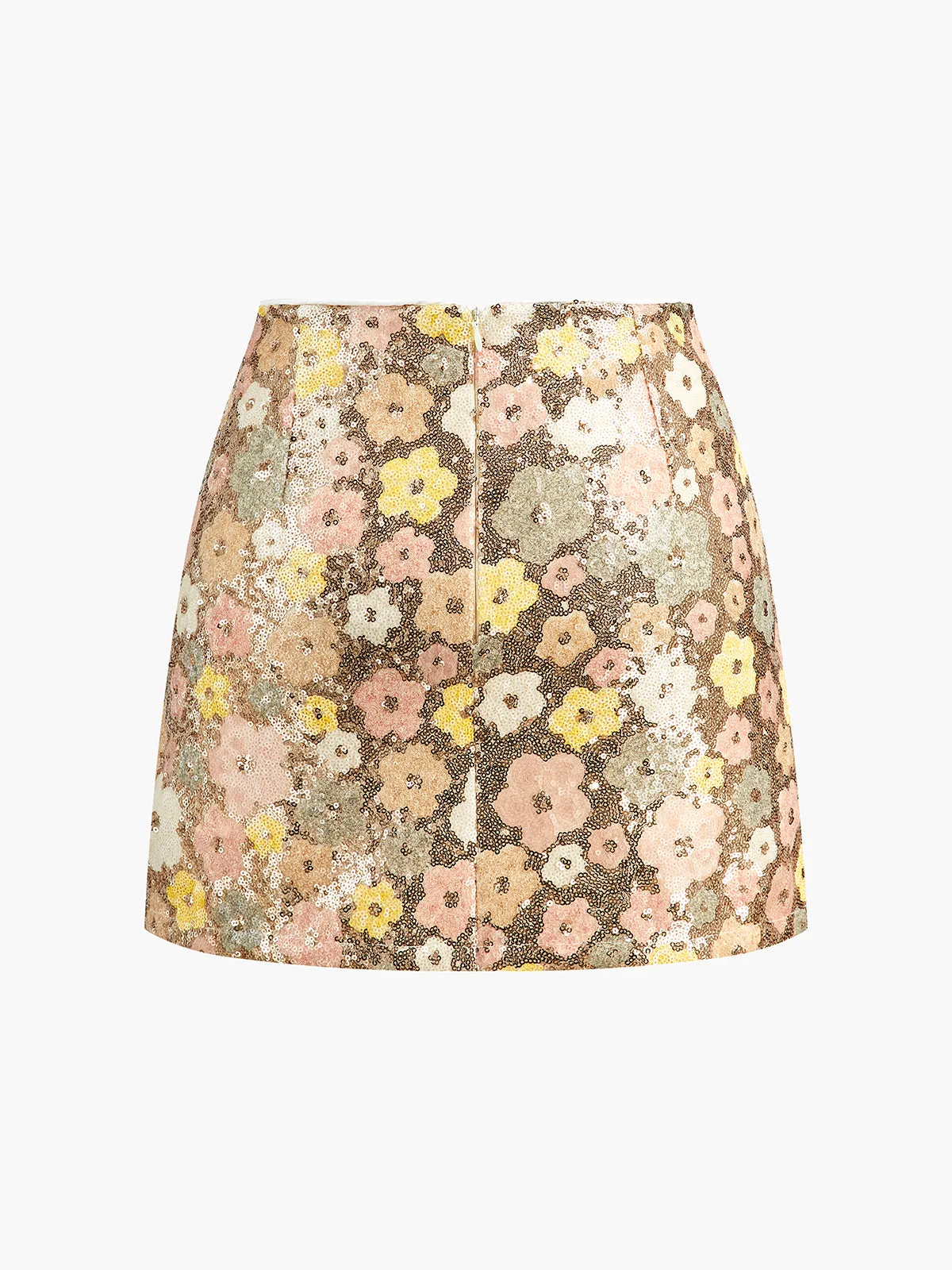 Floral Sequins Zipper Mini Skirt sold by COMMENSE product image thumbnail 4