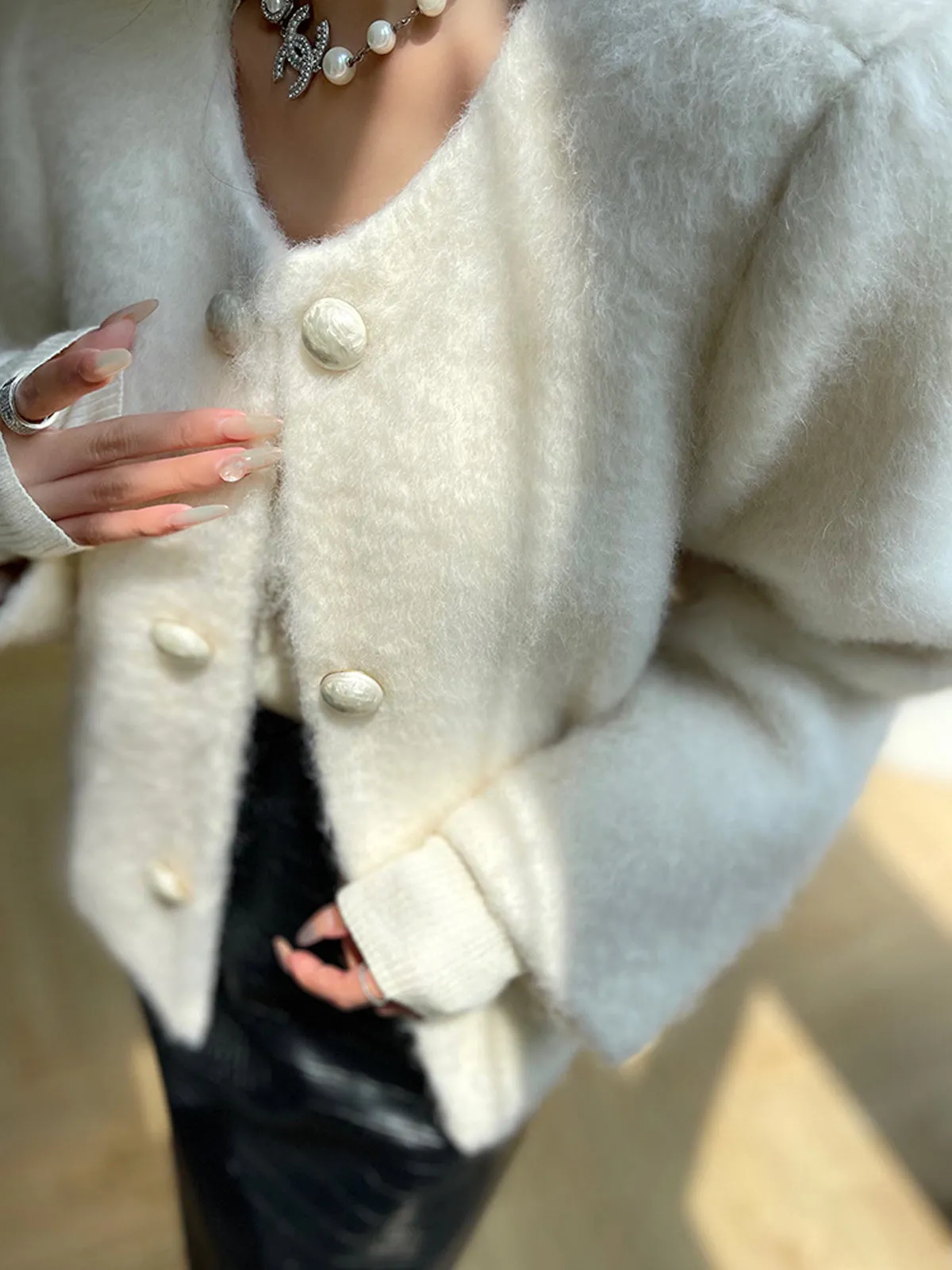Fuzzy Button Short Wool Coat sold by COMMENSE product image thumbnail 2