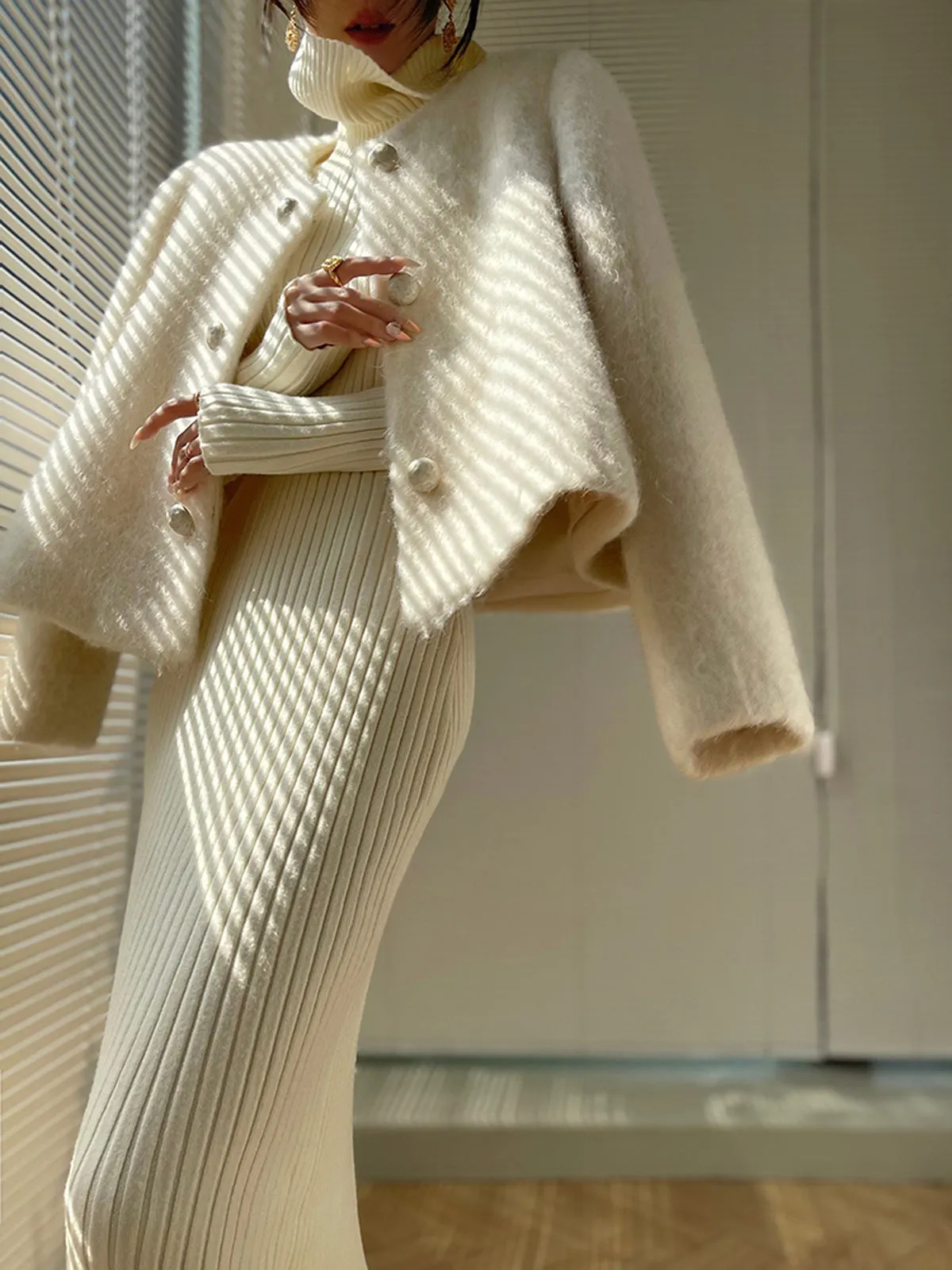 Fuzzy Button Short Wool Coat sold by COMMENSE product image thumbnail 4