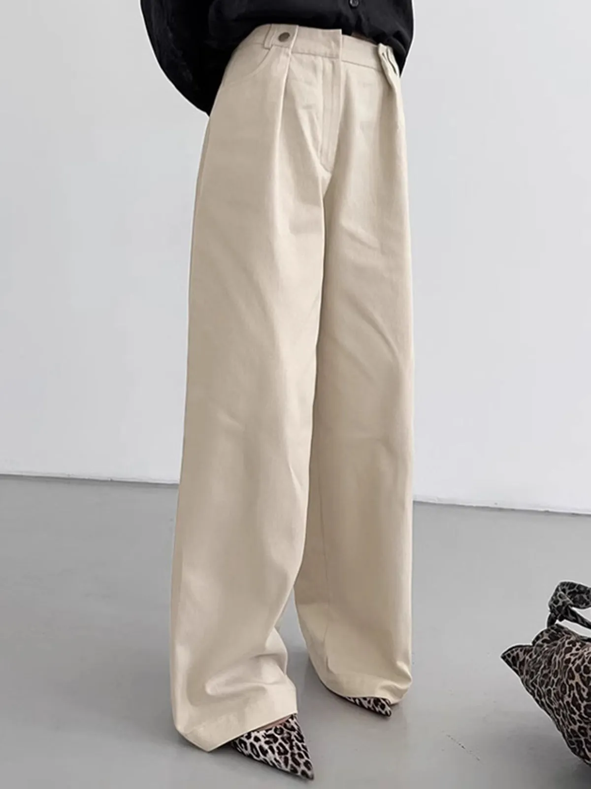 Cotton Versatile Wide-Leg Pants sold by COMMENSE product image thumbnail 2