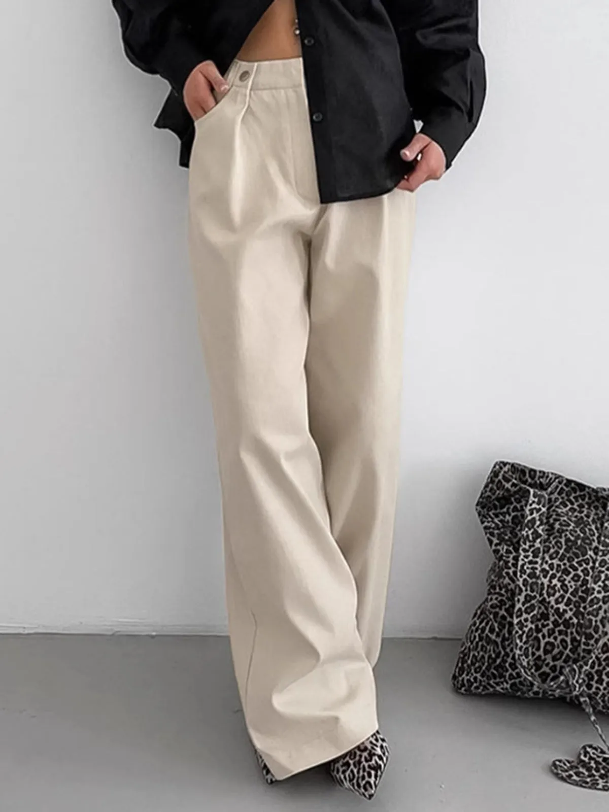 Cotton Versatile Wide-Leg Pants sold by COMMENSE product image thumbnail 3