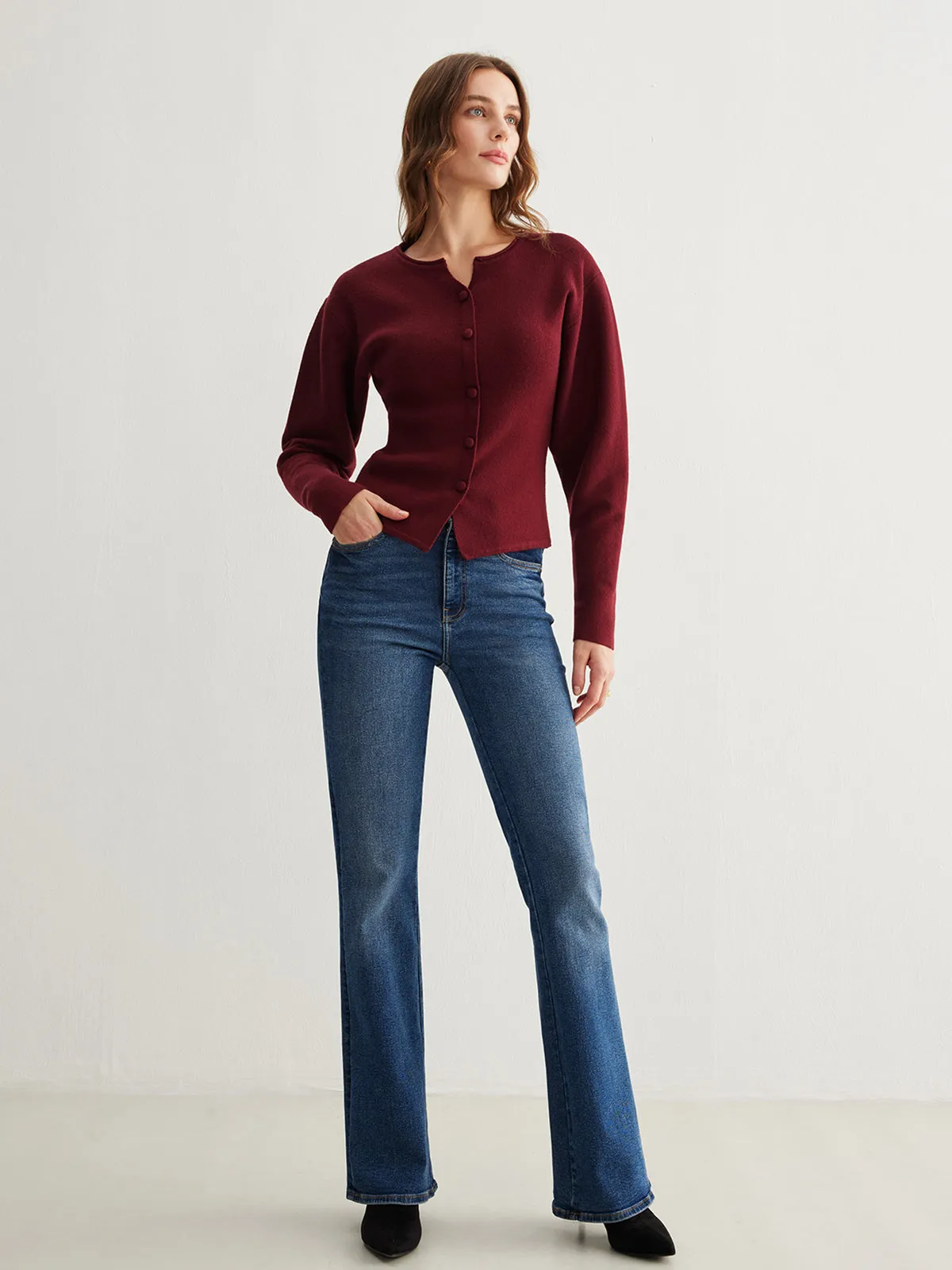 Ribbed Button Slit Sweater sold by COMMENSE product image thumbnail 5