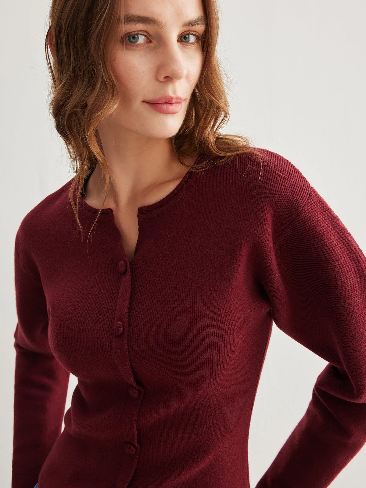 Ribbed Button Slit Sweater sold by COMMENSE product image thumbnail 3