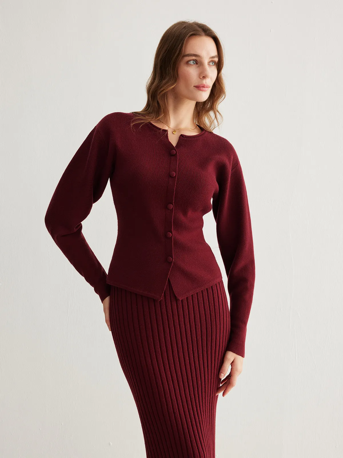 Ribbed Button Slit Sweater sold by COMMENSE product image thumbnail 4