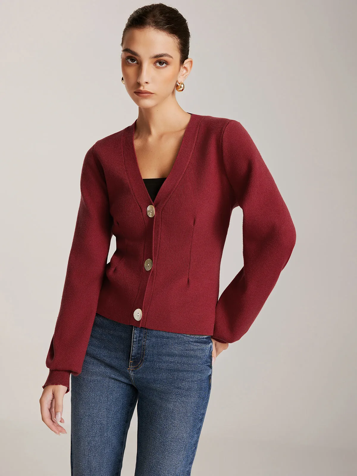Lantern Sleeve Button Cardigan sold by COMMENSE product image thumbnail 2