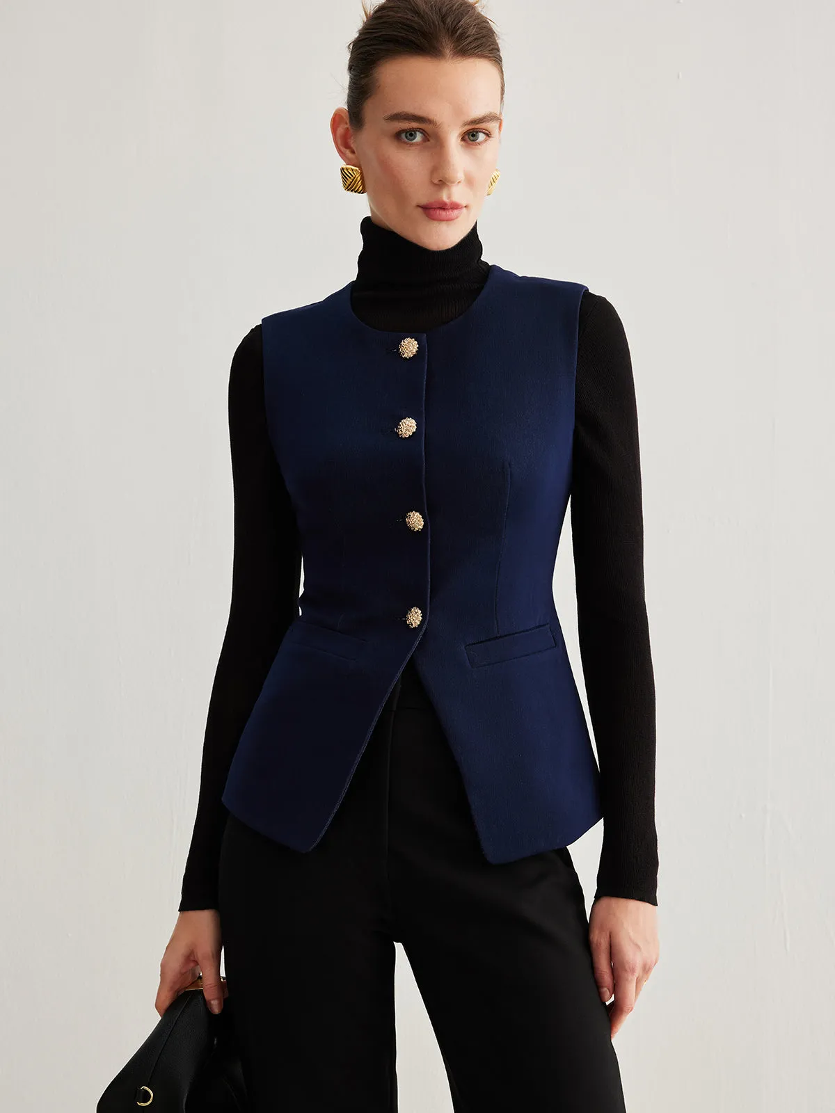 Split Button Down Slim Vest sold by COMMENSE product image thumbnail 4