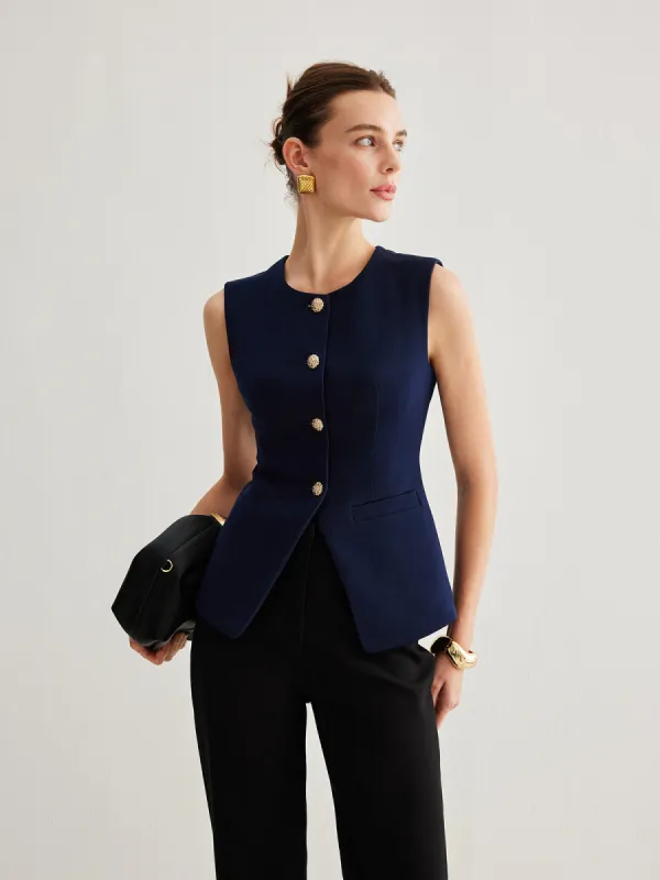 Split Button Down Slim Vest sold by COMMENSE