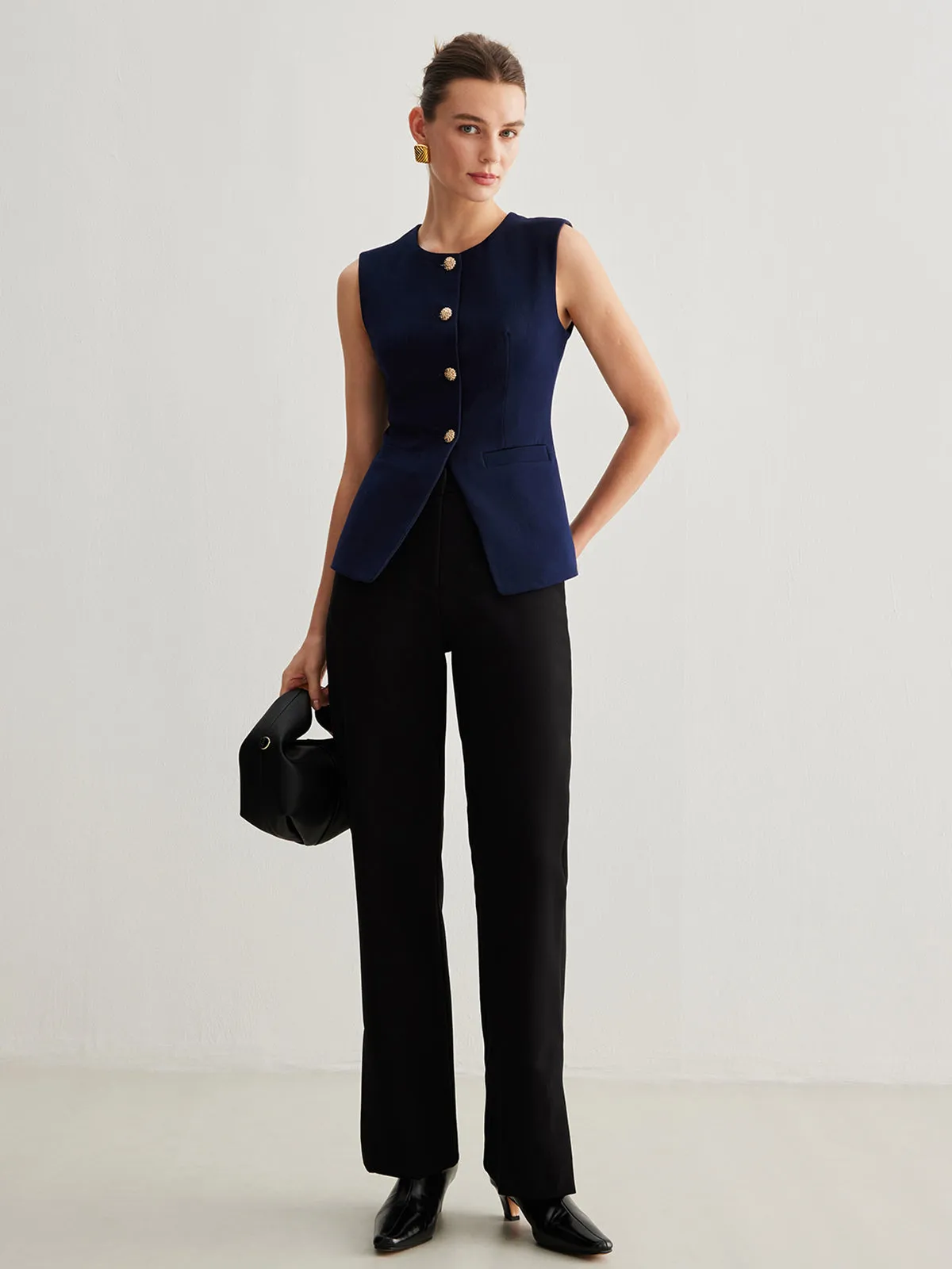 Split Button Down Slim Vest sold by COMMENSE product image thumbnail 2