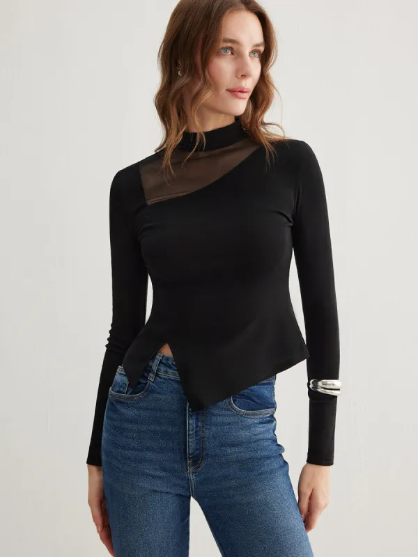 Side Split Jersey Top sold by COMMENSE