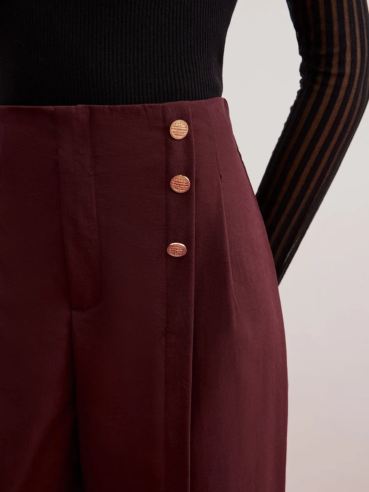 Button Decor Split Wide-Leg Pants sold by COMMENSE product image thumbnail 4