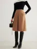 Magnet Closure Pockets Pleated Skirt sold by COMMENSE