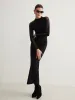 Tulle-Sleeve Plain Slim Dress sold by COMMENSE