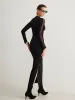 Tulle-Sleeve Plain Slim Dress sold by COMMENSE