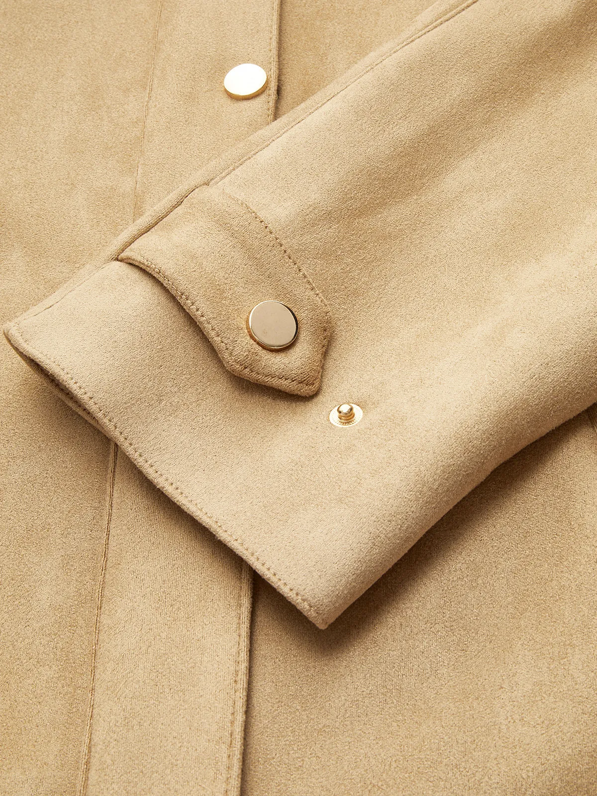 Plain Stand Collar Suede Zipper Jacket sold by COMMENSE product image thumbnail 2