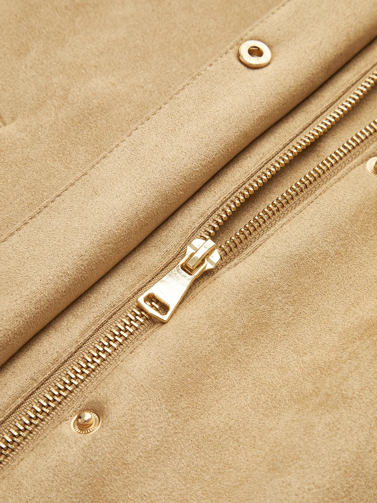 Plain Stand Collar Suede Zipper Jacket sold by COMMENSE product image thumbnail 3