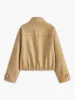 Plain Stand Collar Suede Zipper Jacket sold by COMMENSE