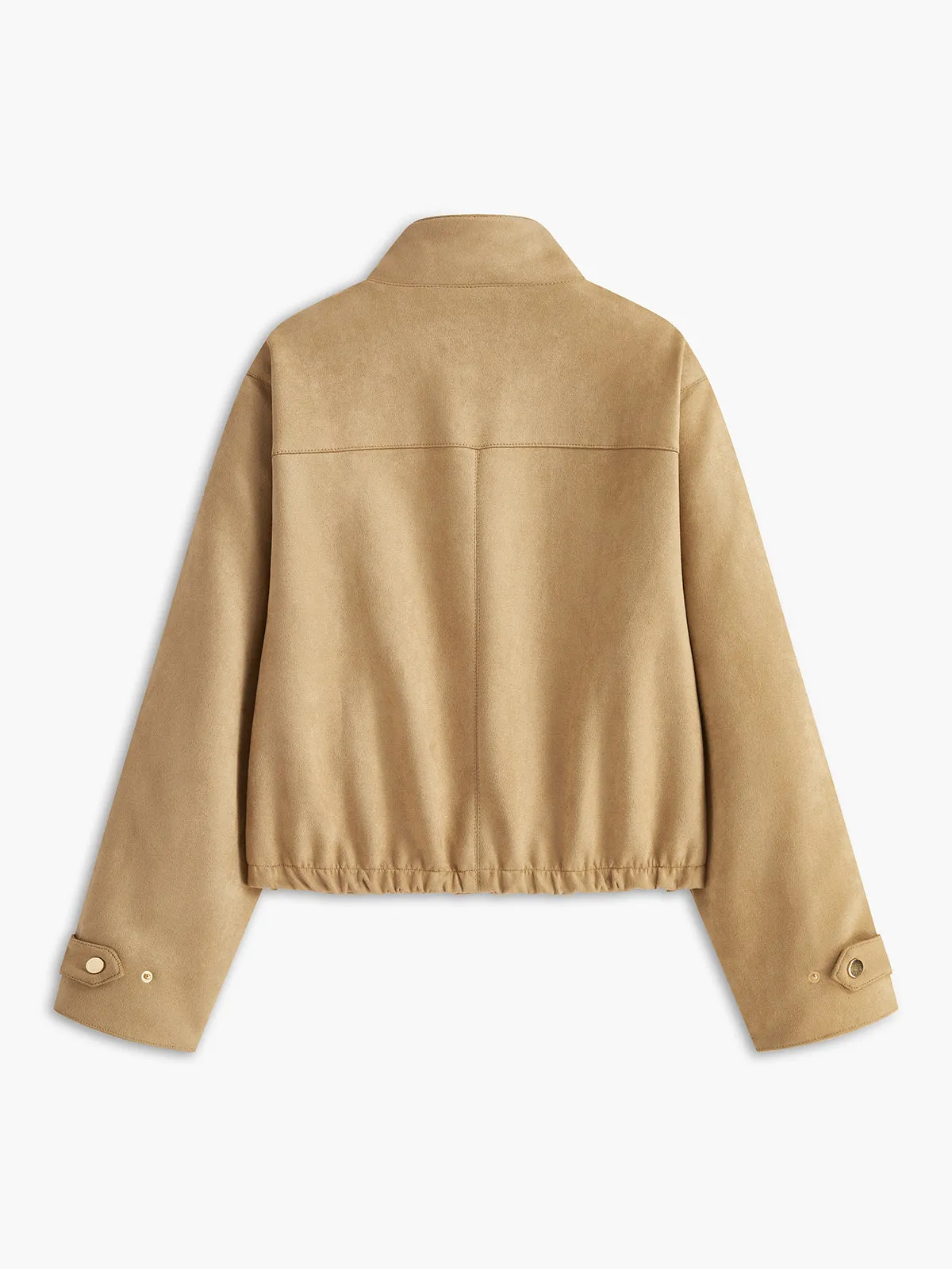 Plain Stand Collar Suede Zipper Jacket sold by COMMENSE product image thumbnail 4