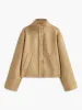Plain Stand Collar Suede Zipper Jacket sold by COMMENSE