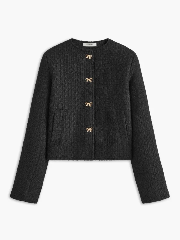 Golden Bow Tweed Blazer sold by COMMENSE