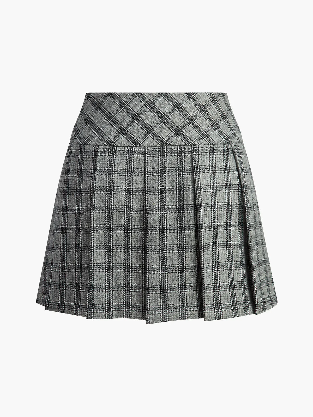 Checked Pleated Zipper Mini Skirt sold by COMMENSE product image thumbnail 2